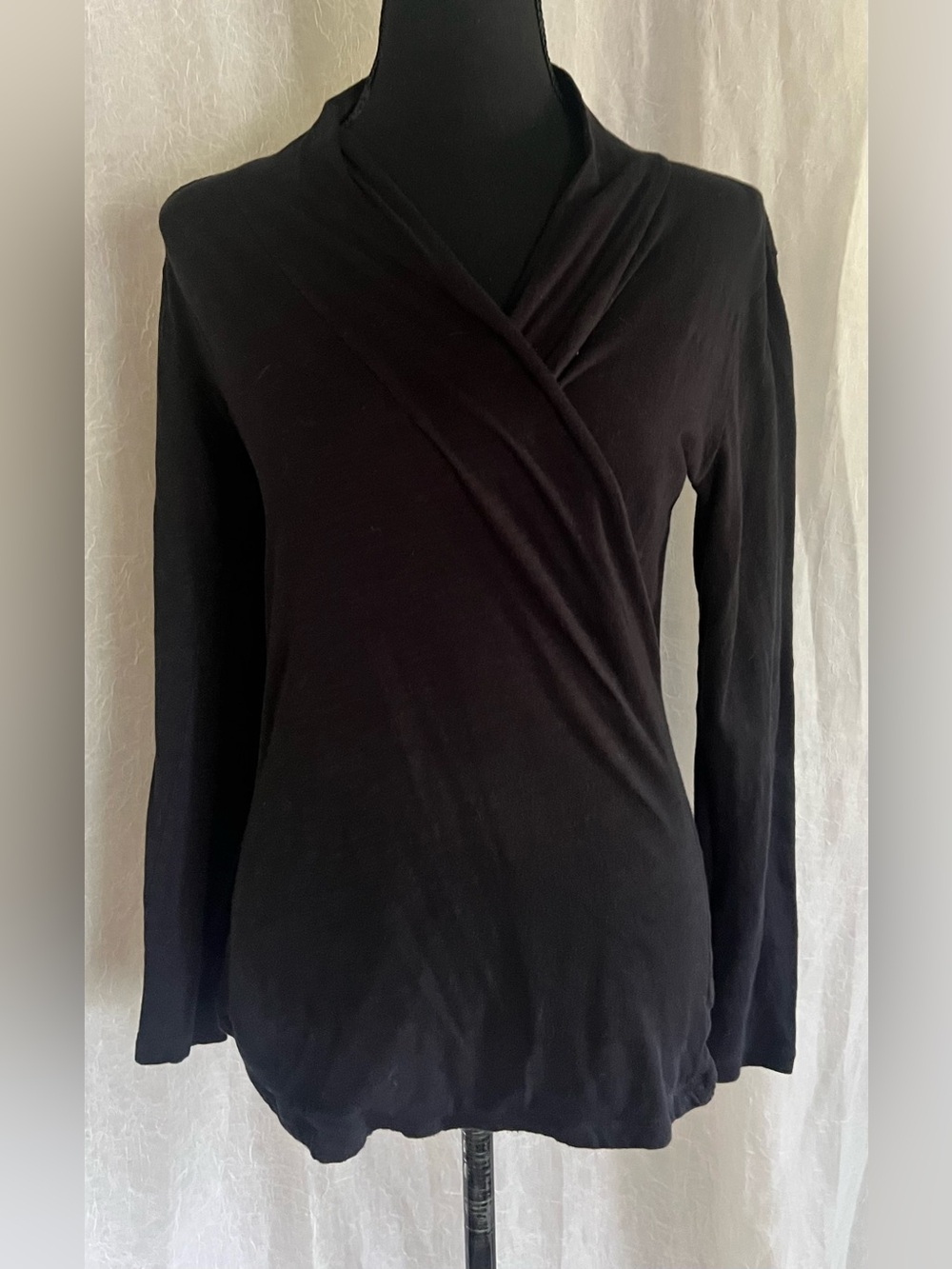 CAbi Black Wrap-Front Long Sleeve Tee